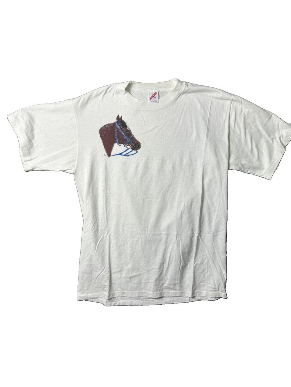 VTG 90s Horse Head Graphic T Shirt XL Jerzees Made USA Single Stitch Equestrian
